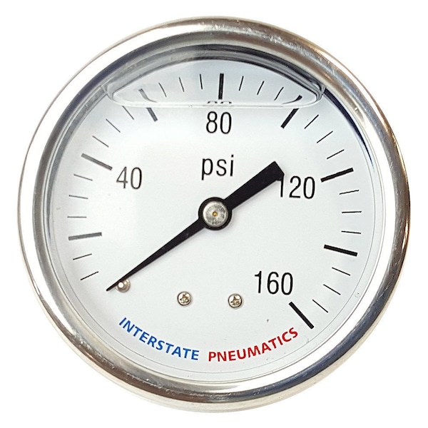 Interstate Pneumatics Oil Filled Pressure Gauge 160 PSI 2-1/2 Inch Dial 1/4 Inch NPT Rear Mount G7122-160 - main